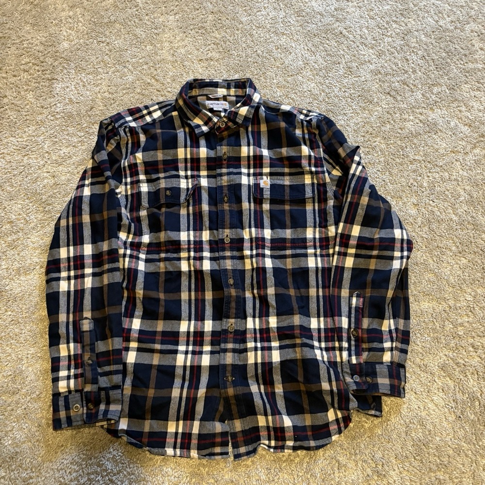 Carhartt Multi‎ Color Flannel Shirt Men's Large Traditional Fit Button Up